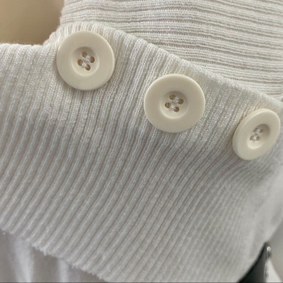 DOTS White Knit Asymmetrical Belted Sweater M - Picture 3 of 16